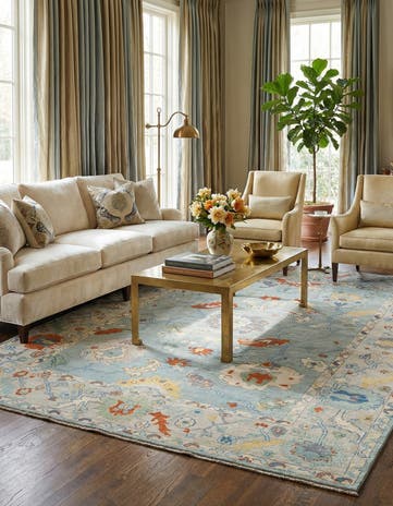 9' 3 x 11' 11 Hand Knotted Oushak Rug