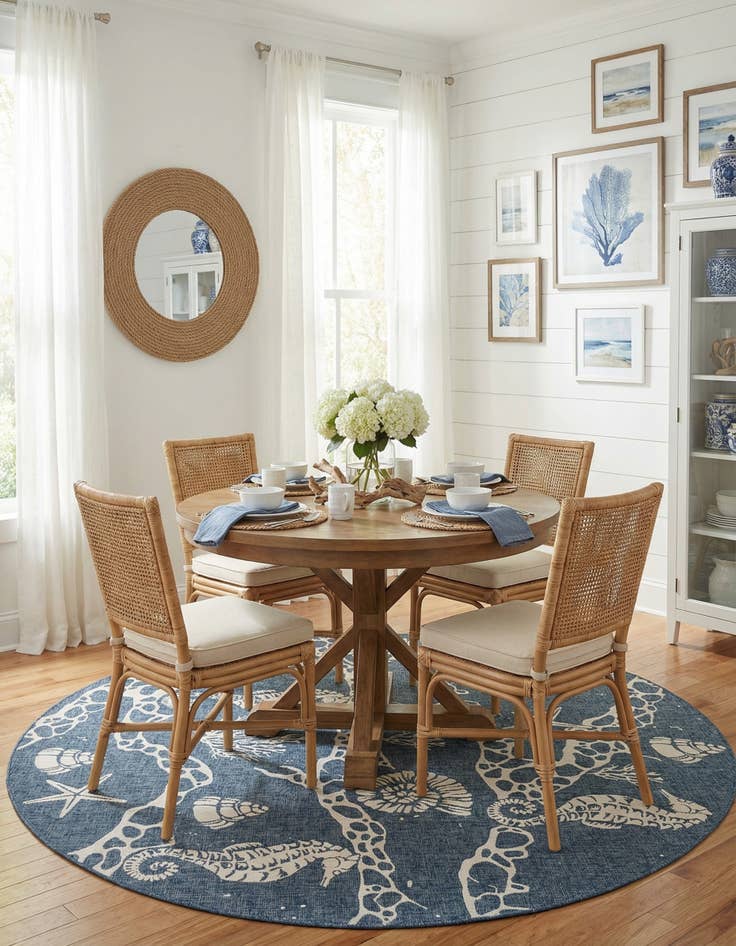 Detail image of 10' x 10' Easy-Clean Coastal Indoor / Outdoor Round Rug