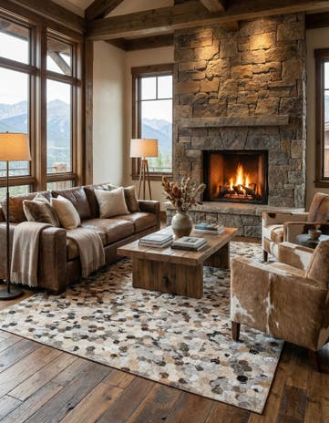 5' x 8' Cowhide Leather Rug