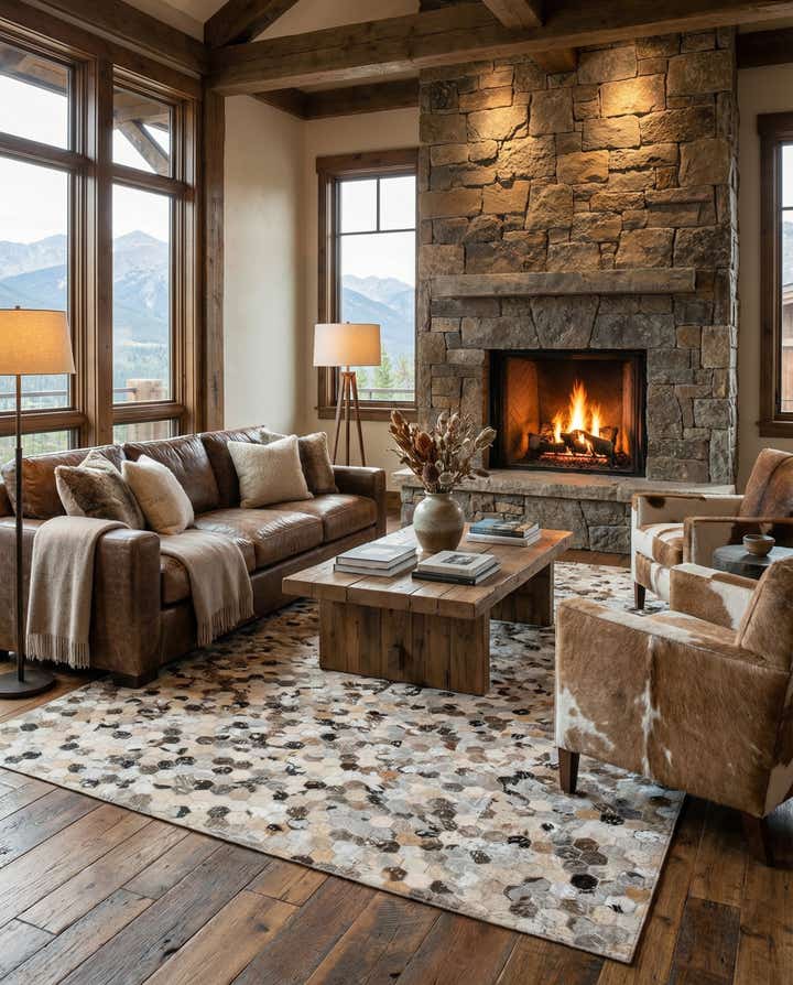 5' x 8' Cowhide Leather Rug