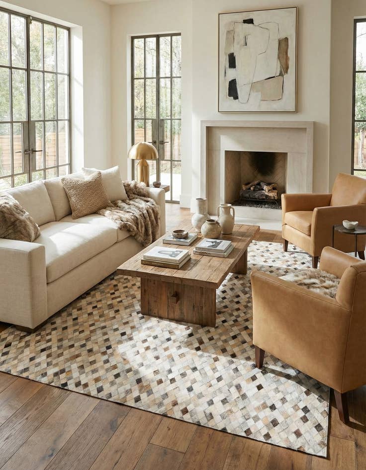 Detail image of 6' 8 x 9' 9 Cowhide Stocks Rug