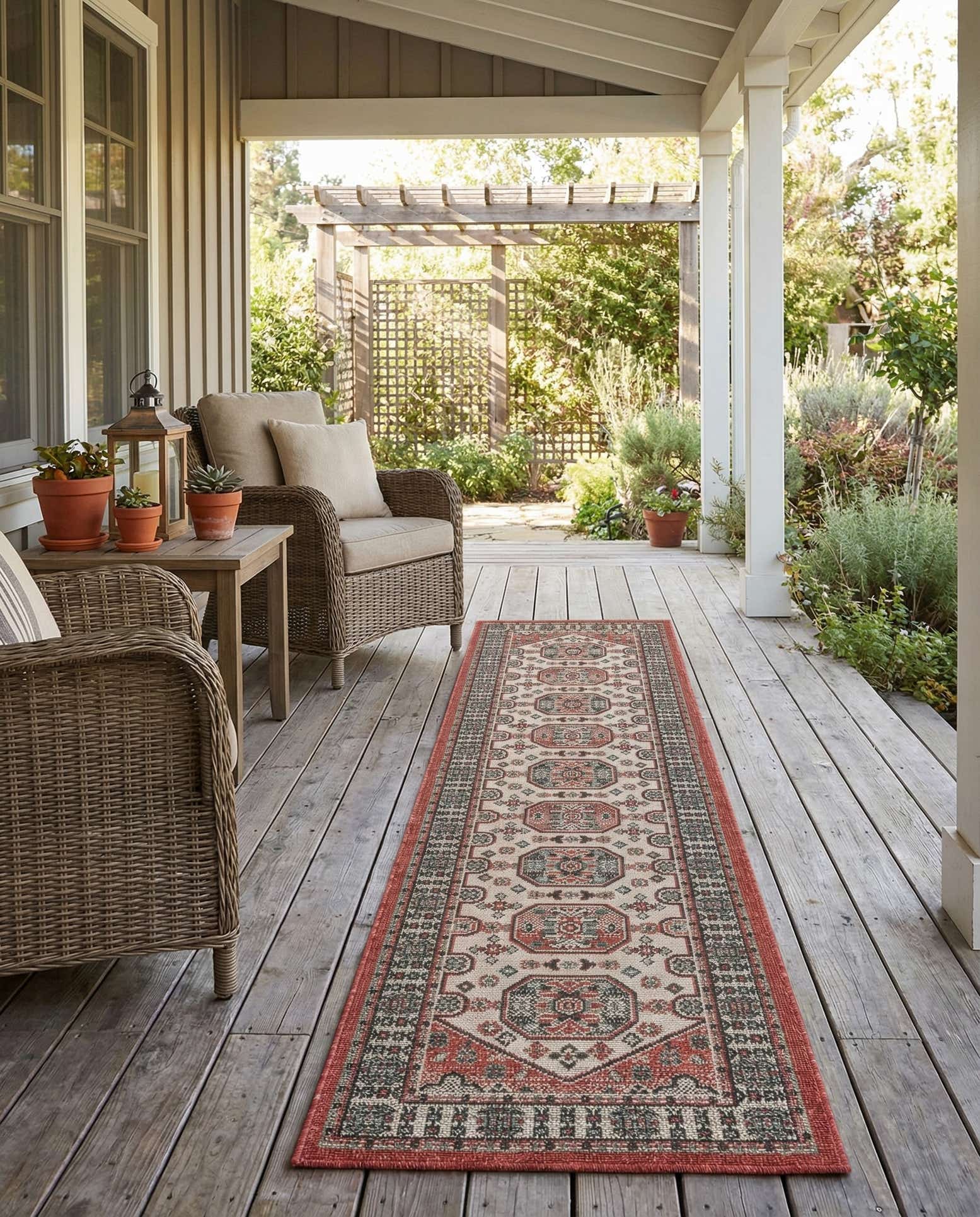 2' x 8' Easy-Clean Traditional Indoor / Outdoor Runner Rug