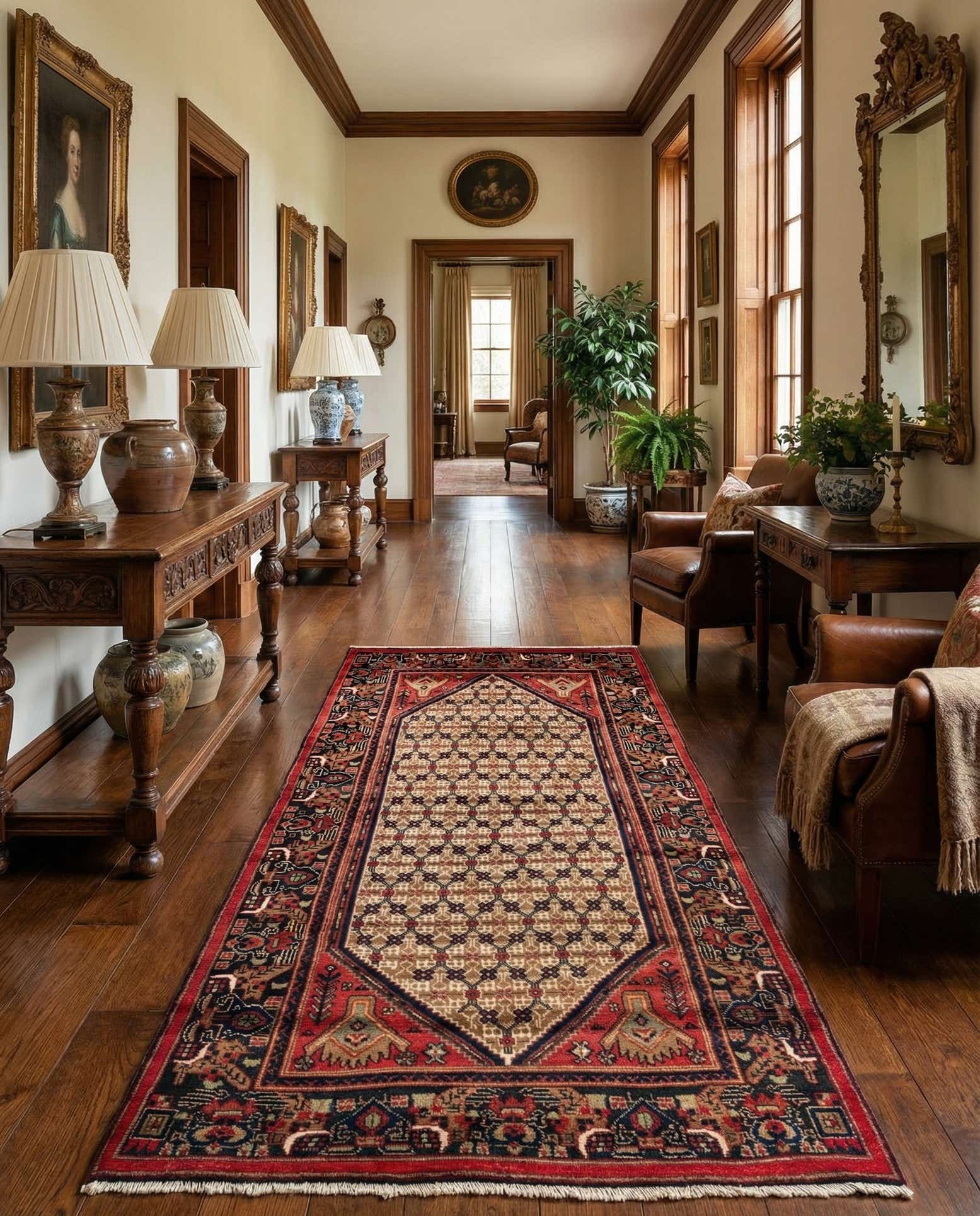 4' 1 x 9' 1 Hand Knotted Koliaei Persian Wool Runner Rug