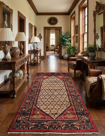 4' 1 x 9' 1 Hand Knotted Koliaei Persian Wool Runner Rug