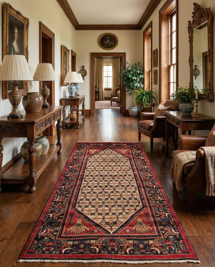 Detail image of 4' 1 x 9' 1 Hand Knotted Koliaei Persian Wool Runner Rug