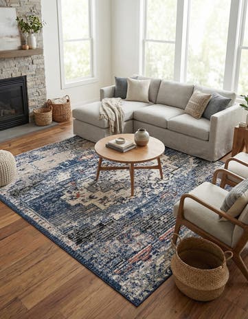 Blue Tucson Square Rug