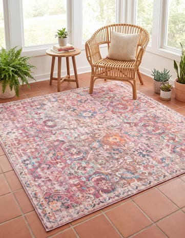 7' 3 x 7' 3 Washable Nostalgia Square Rug