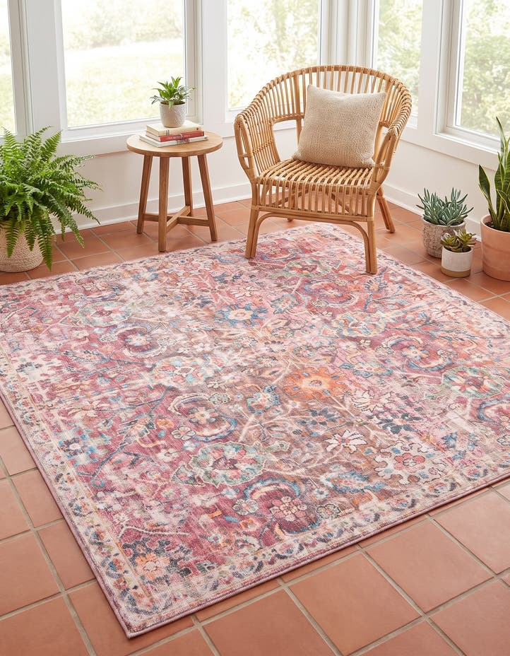 7' 3 x 7' 3 Washable Nostalgia Square Rug