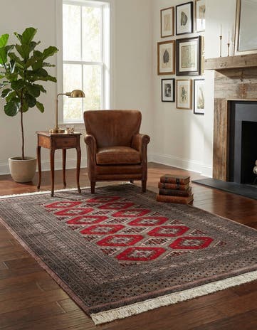 4' 3 x 6' 3 Hand Knotted Bokhara Oriental Wool Rug