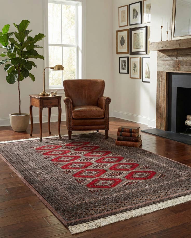 Detail image of 4' 3 x 6' 3 Hand Knotted Bokhara Oriental Wool Rug