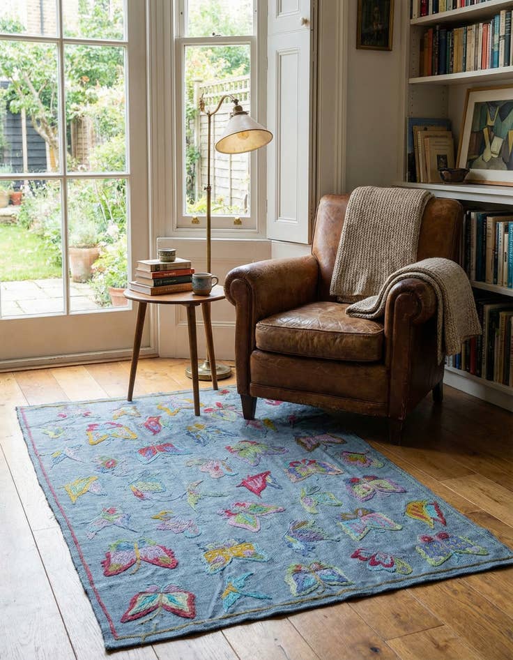 Detail image of 4' x 5' 7  Hand Woven Kilim Suzani Wool Rug