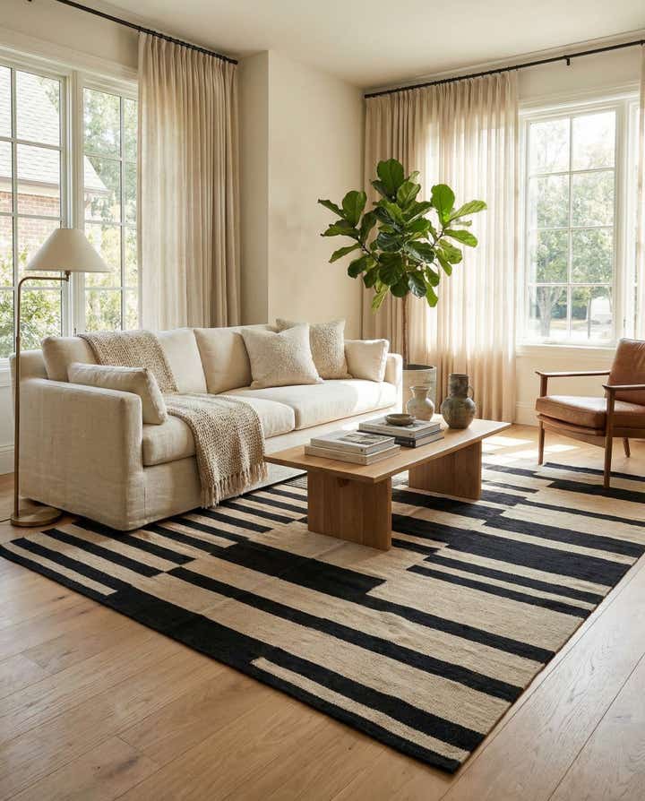 5' 7 x 7' 9 Hand Woven Kilim Modern Wool Rug
