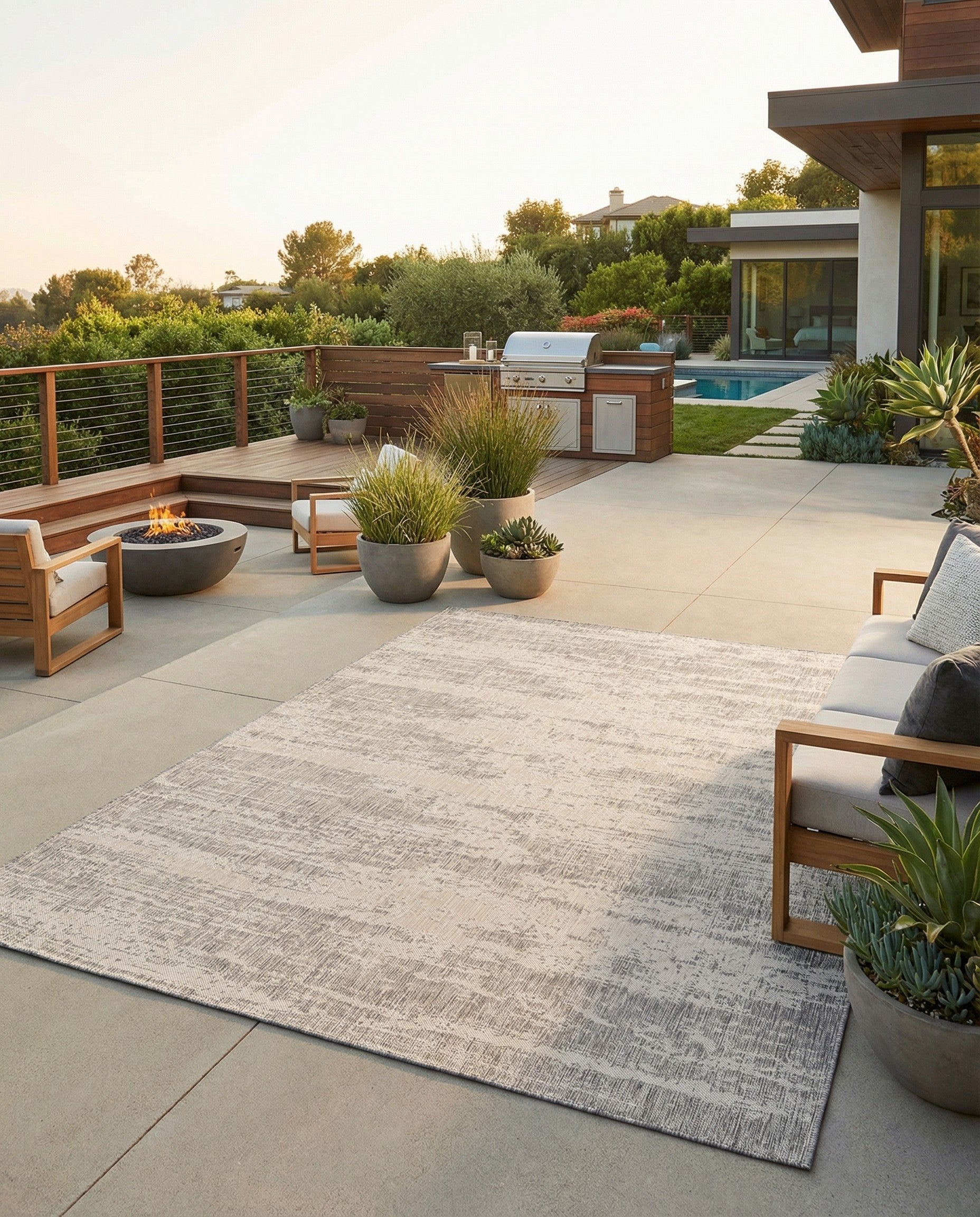 7' 10 x 11' Washable Modern Indoor / Outdoor Rug