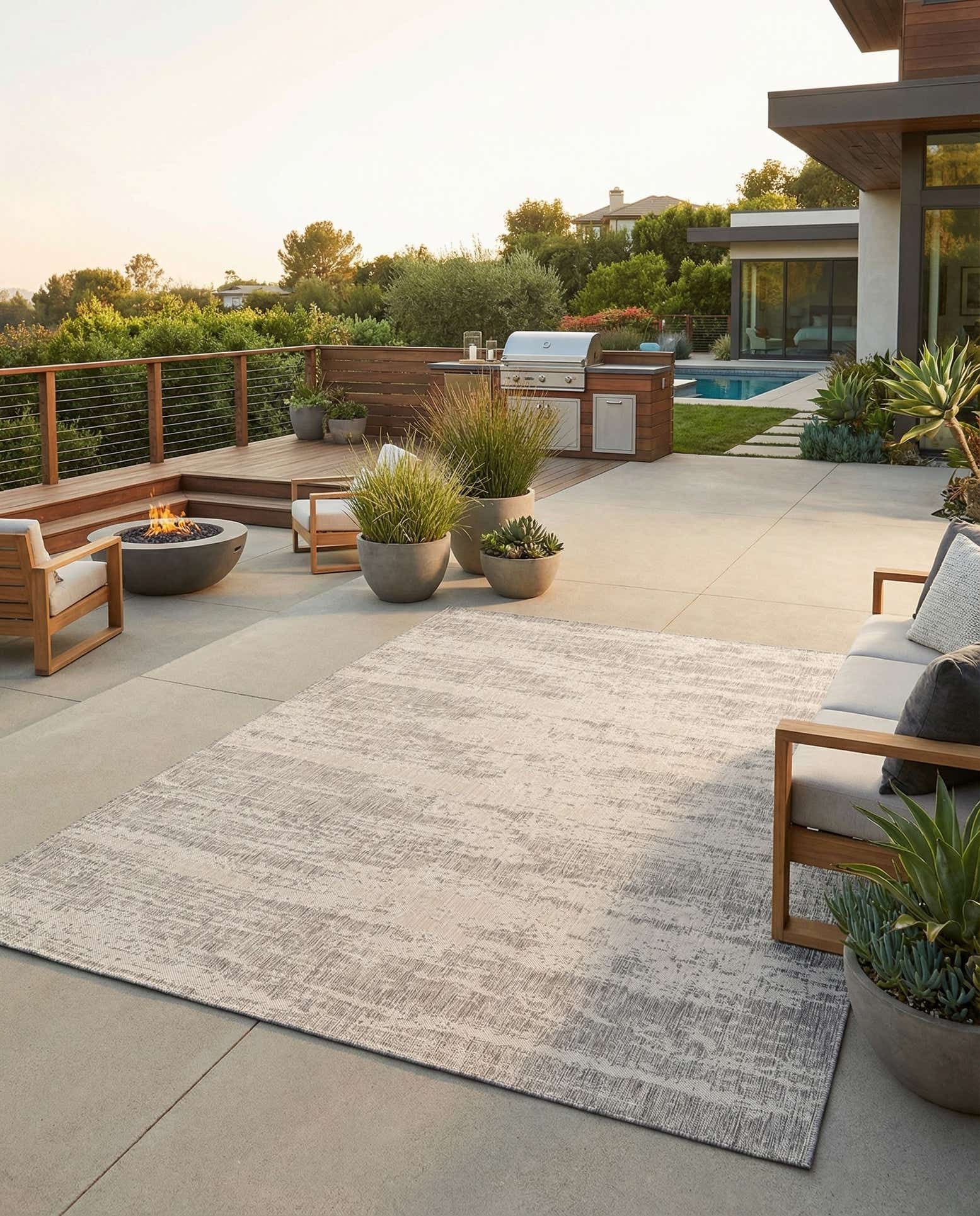7' 10 x 11' Easy-Clean Modern Indoor / Outdoor Rug