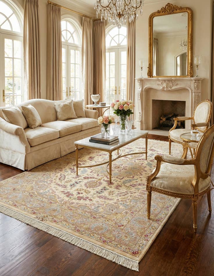 Detail image of 4' 4 x 6' 7 Ghom Silk Rug