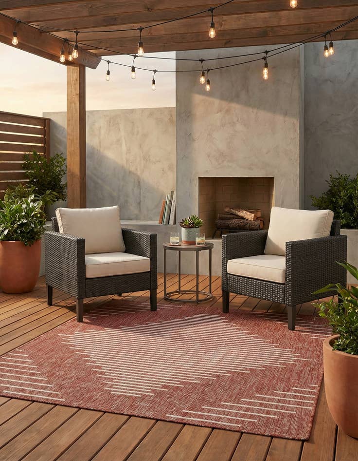 Detail image of 5' 3 x 5' 3  Washable Modern Indoor / Outdoor Square Rug