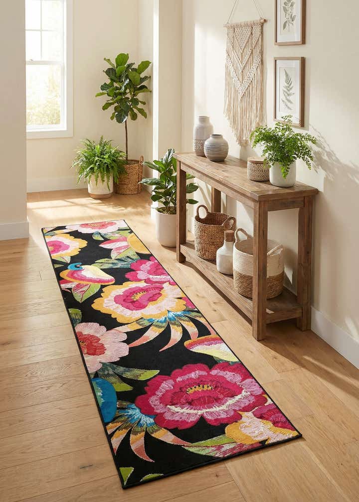2' 7 x 10' Easy-Clean Botanical Indoor / Outdoor Runner Rug