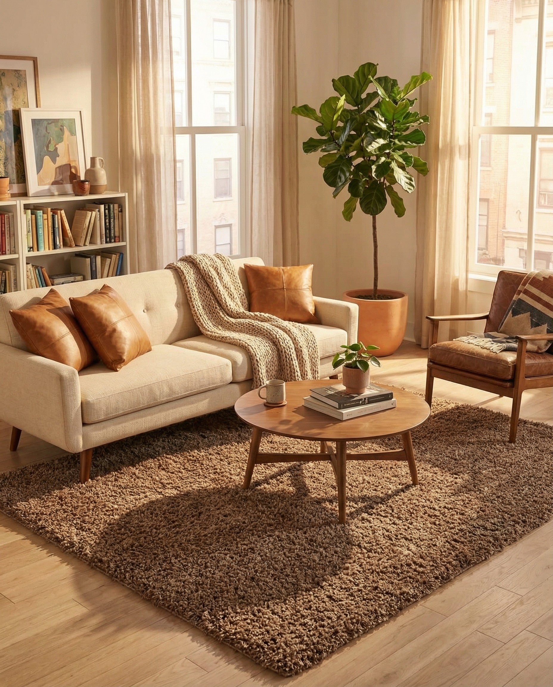  7' 10 x 7' 10 Solid Shag Square Rug