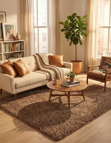 7' 10 x 7' 10 Solid Shag Square Rug