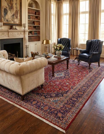 9' 6 x 13' 5 Hand Knotted Kashan Persian Wool Rug