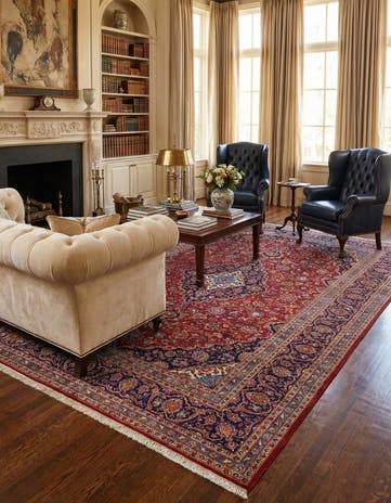 9' 6 x 13' 5 Hand Knotted Kashan Persian Wool Rug
