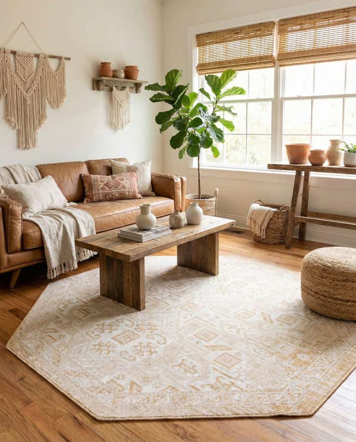 7' 10 x 7' 10 Easy-Clean Aztec Indoor / Outdoor Octagon Rug