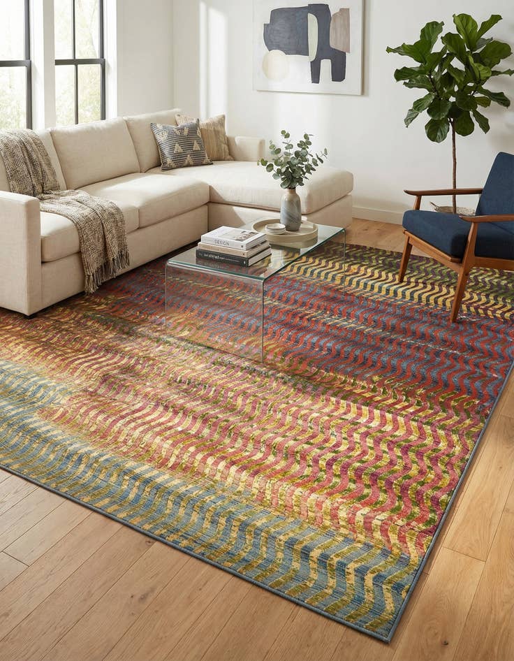 Detail image of 10' x 12' 2  Washable Modern Indoor / Outdoor Rug