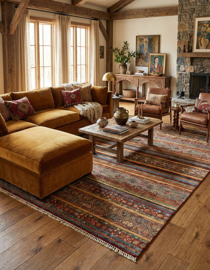 Detail image of 8' x 9' 9 Torkman Wool Rug