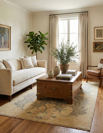4' 3 x 6' 8 Hand Knotted Oushak Wool Rug