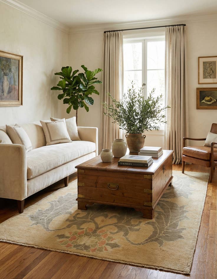 Detail image of 4' 3 x 6' 8  Hand Knotted Oushak Wool Rug