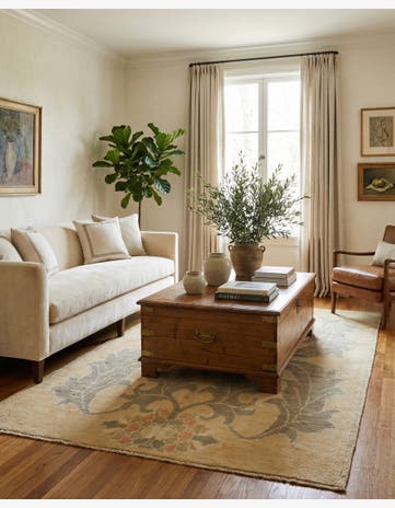 4' 3 x 6' 8 Hand Knotted Oushak Wool Rug
