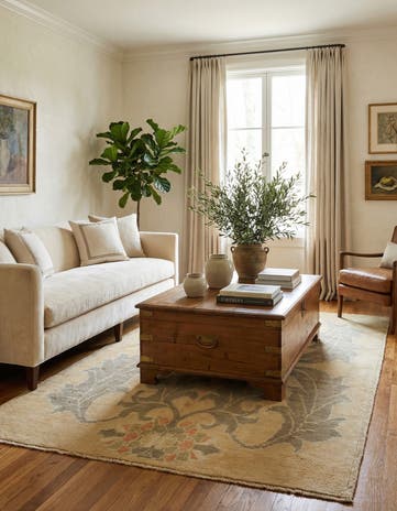 4' 3 x 6' 8 Hand Knotted Oushak Wool Rug