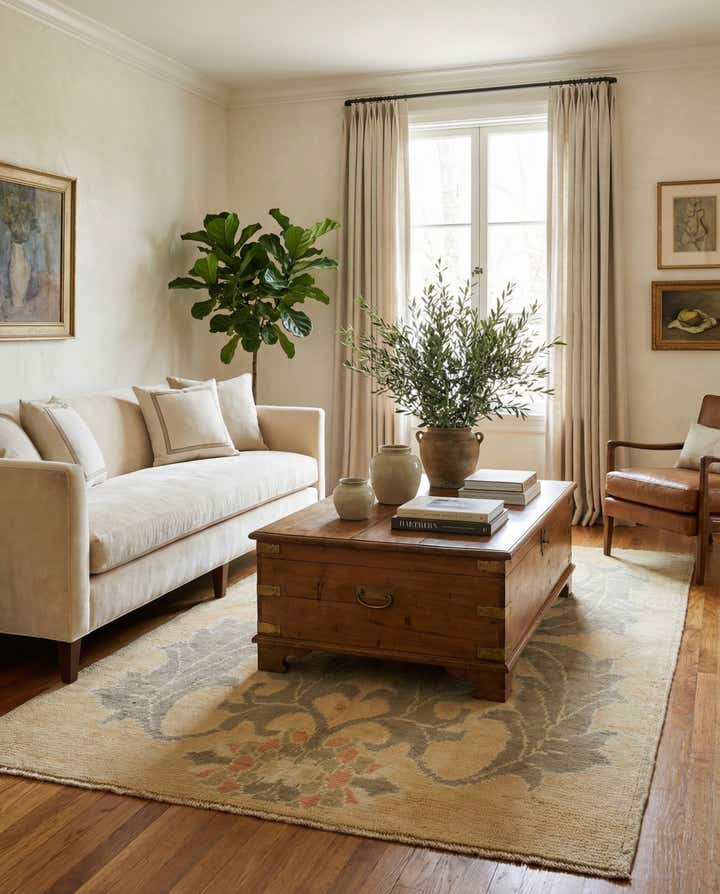 4' 3 x 6' 8 Hand Knotted Oushak Wool Rug