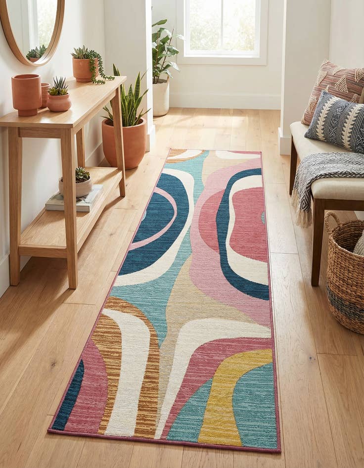 Detail image of 2' x 8'  Washable Modern Indoor / Outdoor Runner Rug