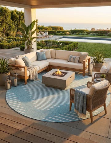 13' x 13' Easy-Clean Modern Indoor / Outdoor Round Rug