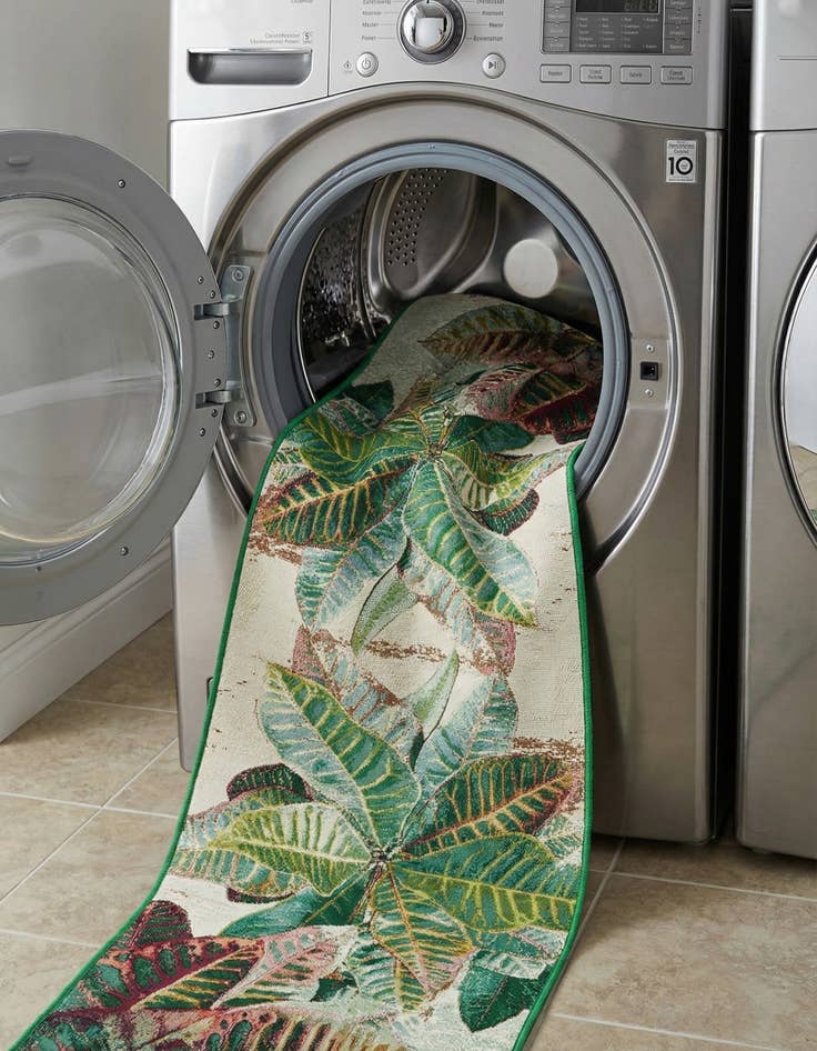 Detail image of  2' 7 x 12'  Washable Botanical Indoor / Outdoor Runner Rug