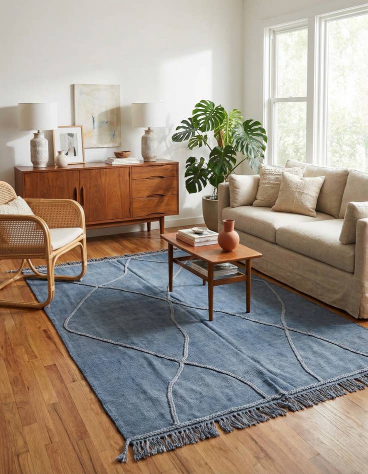 Detail image of 4' 7 x 6' 10  Hand Knotted Moroccan Wool Rug