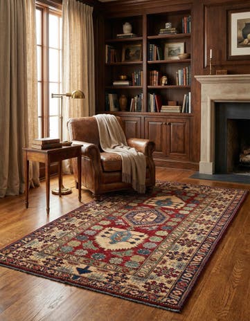 4' 2 x 7' 4 Hand Knotted Kazak Wool Rug