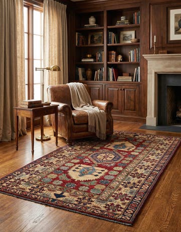 4' 2 x 7' 4 Hand Knotted Kazak Wool Rug