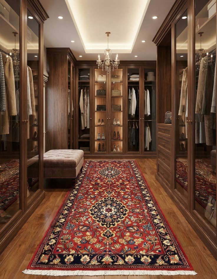 Detail image of  2' 8 x 6' 5  Hand Knotted Qom Persian Runner Rug