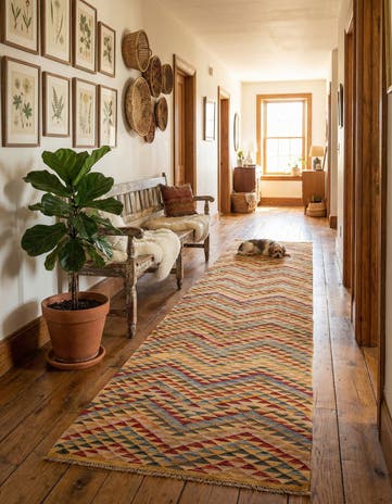 3' x 15' 10 Hand Woven Kilim Maymana Wool Runner Rug