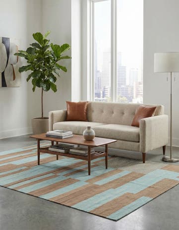 4' 4 x 5' 10 Hand Woven Kilim Modern Wool Rug