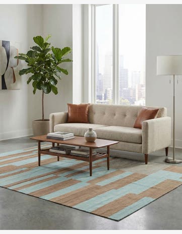 4' 4 x 5' 10 Hand Woven Kilim Modern Wool Rug
