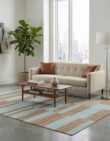 4' 4 x 5' 10 Hand Woven Kilim Modern Wool Rug