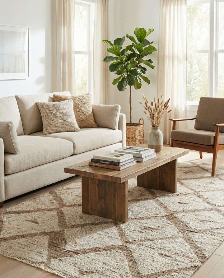 4' 4 x 7' 9 Hand Knotted Moroccan Wool Rug