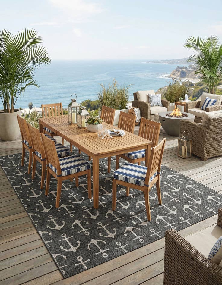 Detail image of 13' x 13'  Washable Coastal Indoor / Outdoor Square Rug
