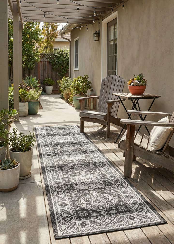 2' 7 x 10' Easy-Clean Aztec Indoor / Outdoor Runner Rug