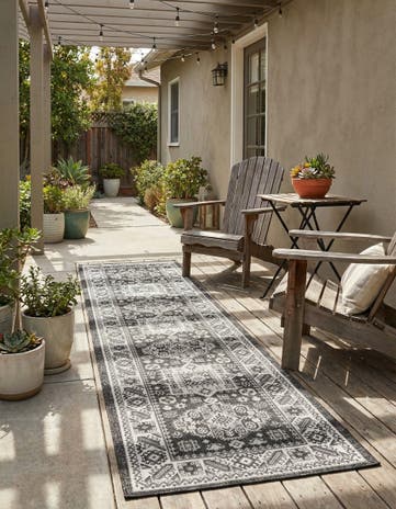 2' 7 x 10' Easy-Clean Aztec Indoor / Outdoor Runner Rug