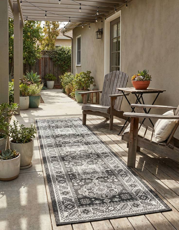 Detail image of 2' 7 x 10'  Washable Aztec Indoor / Outdoor Runner Rug