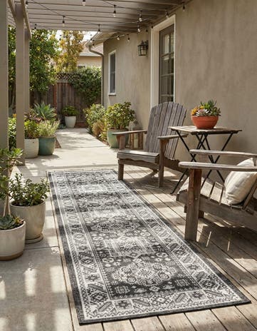 2' 7 x 10' Easy-Clean Aztec Indoor / Outdoor Runner Rug
